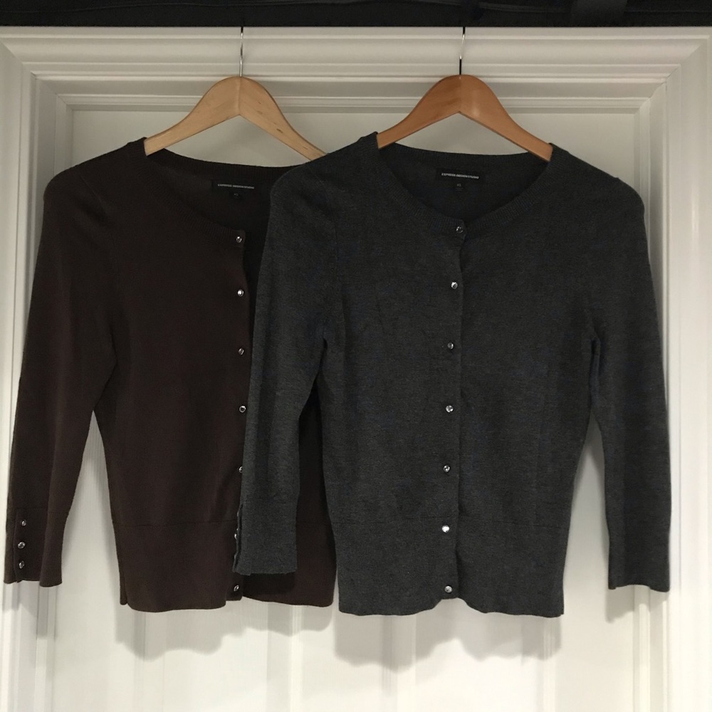 2 Express Cardigans, XS Brown & Grey